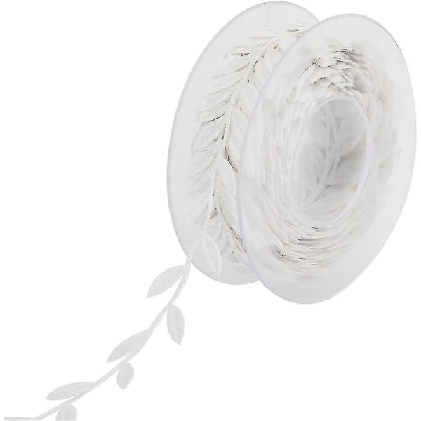 15 m blondekant håndverksblad råtnende kransbånd DIY dekorativt bladbånd (hvit) Beige