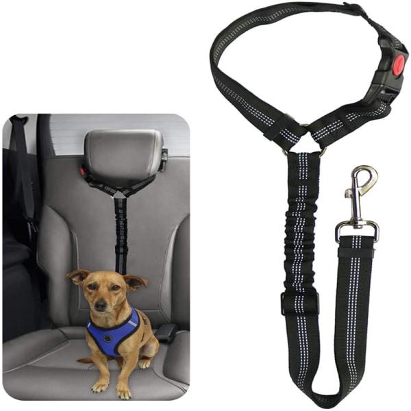 (black) nylon dog belt, universal adjustable car harness for dogs and