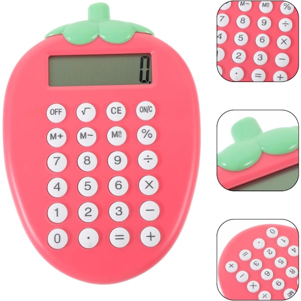 Söt Miniräknare, Mini Jordgubbsräknare för Barn, Kawaii Rosa Räknare för Skola Kontor Hem