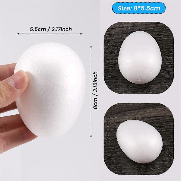 12-pack 8 cm Foam Easter Eggs White Styrofoam Eggs Craft Eggs Foam Natural Polystyrene Eggs Foam Handicraft