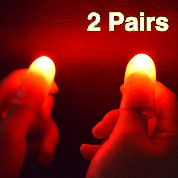 2 par røde magiske fingerlys op tommelfingerspidser Led fingerlampe tommelfingre Lys fest magiske tricks