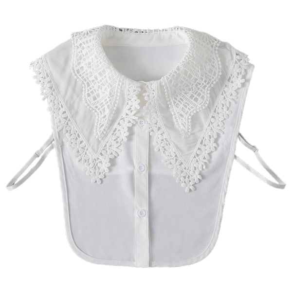 Dame revers revers falsk krave hul blomst blonde chiffon halv bluse dickey