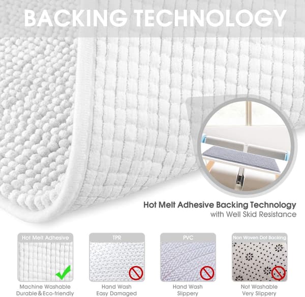 40x60 cm (hvit) sklisikker absorberende baderomsmatte white