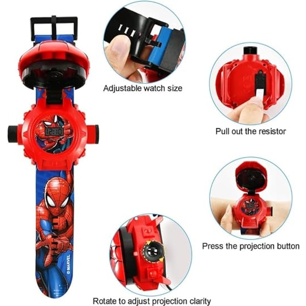 Lasten kello, Spiderman 24 Super Sankarin Hahmoa Projektorikello Iron Man