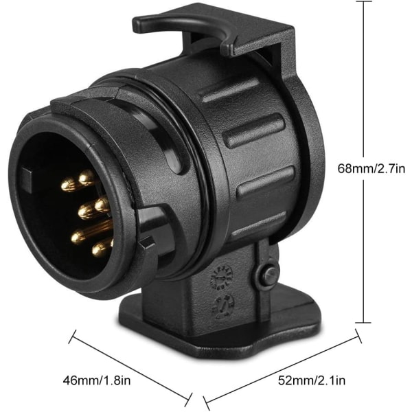 13-polet til 7-polet anhængeradapter - til campingvogn, lastbil, trailer - Vandtæt, 12 V