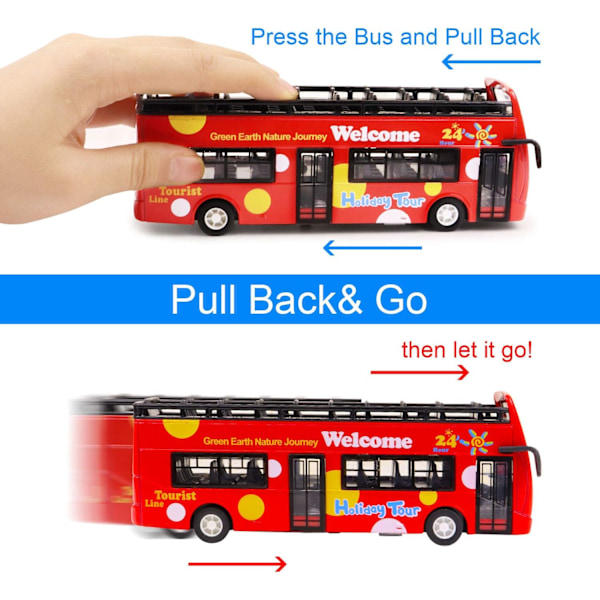 Londonbuss Leksak, Dubbeldäckare Buss Leksak, Sightseeing Röd Buss