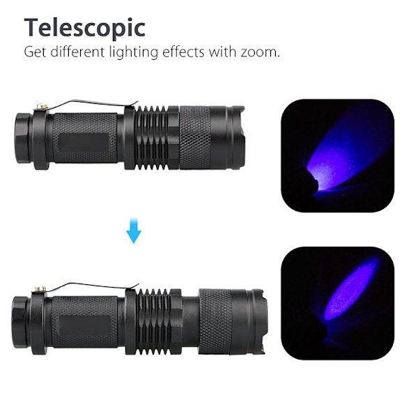 LED Ultra Violet UV 365 nm Blacklight Lommelygte Inspektion