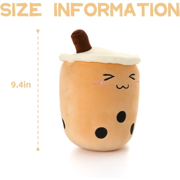 Niuniu Daddy 9.4in Stuffed Boba Plushies Myk Boba Te Plusjeleke Pute Kosepute Melk Te Plusjeleke Søt Kosepute Mat Leke for Baby/Barn