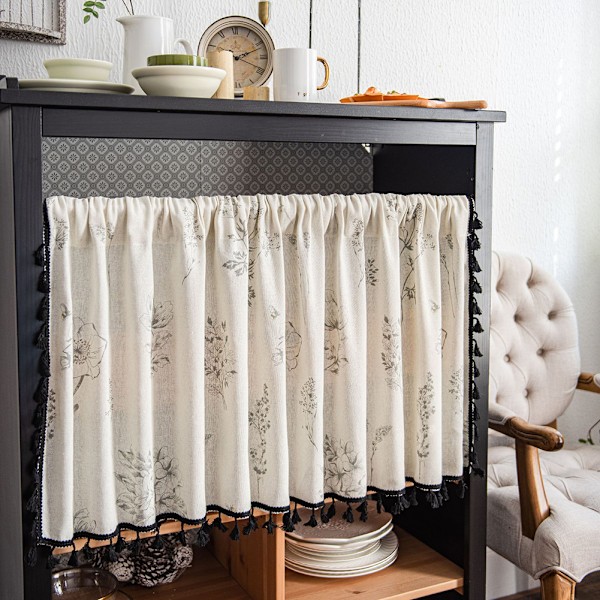Boho Gardiner med Frynser, Korte Landlige Cafégardiner til Skabe og Døre F F 150*60
