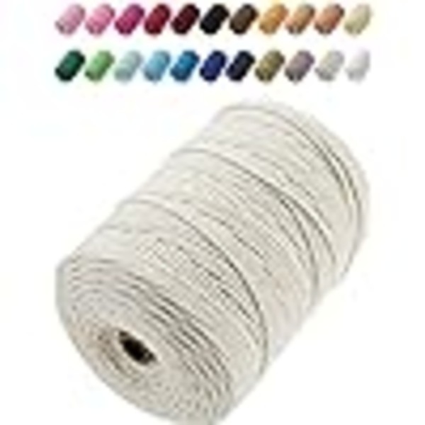 3mm x 200m Premium Makrametov, 4-strenget Twisted Blød Bomuldsledning