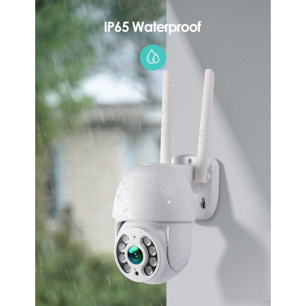 Udendørs WiFi overvågningskamera, 355°/90° drejeligt, IP65 vandtæt