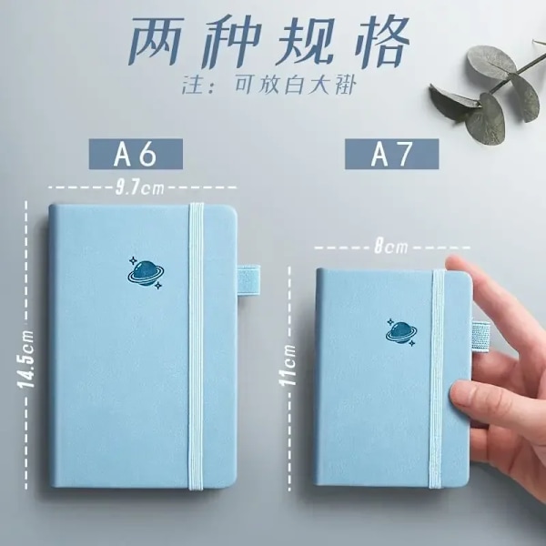 Mini A7 Fickanteckning Handgjord Läder 100 Ark Anteckningsblock Bärbar Resedagbok Planerare Schema Kawaii Skola Kontorsmaterial Ljusblå light blue A7