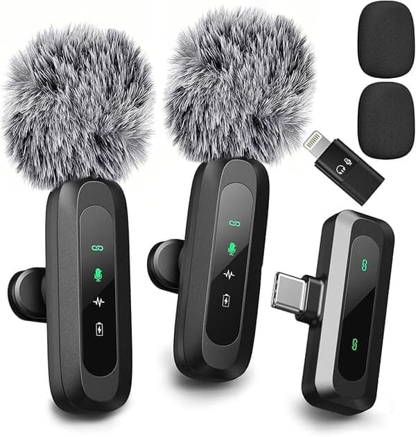 Trådløs Lavalier med LED-display – Mini Lavalier-mikrofon til iPhone/Android, perfekt til video, vlog, TikTok, YouTube