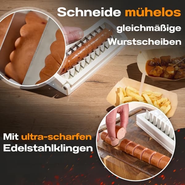 Multifunktionel Pølse- og Bananskærer, Rustfrit Stål Blad & Let-at-Rengøre Design