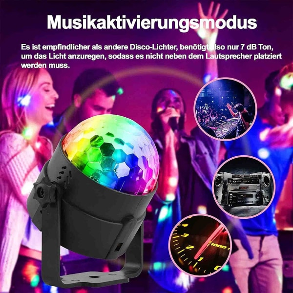 Disco Ball, LED Festlys Musikkstyrt Disco DJ for Home KTV