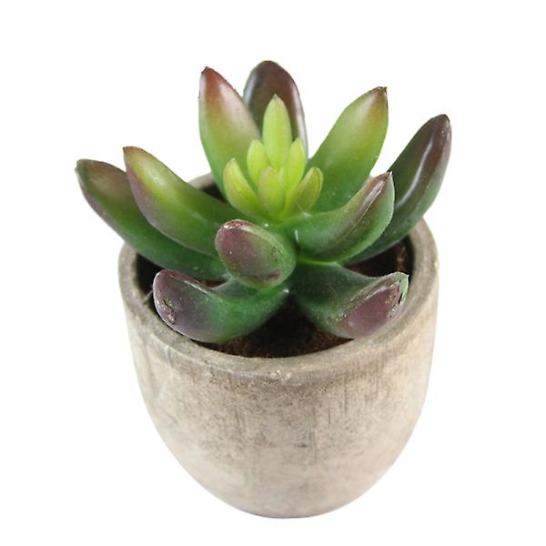 Dekorative sukkulente kunstige sukkulente falske simuleringsplanter med grå potter (033)(grøn)