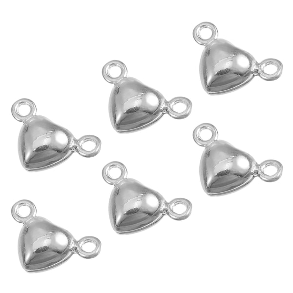 10 st gör-det-själv-halsband Magnetisk lås Hjärtformad kopplingslås för gör-det-själv (1,5x1x0,8cm, silver)