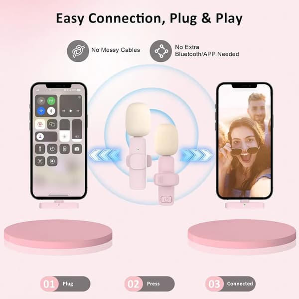 2 i 1 Dobbelt Interface Mikrofon med Støjreduktion Kompatibel med Android Iphone Laptop USB C Optagelse Live Streaming black