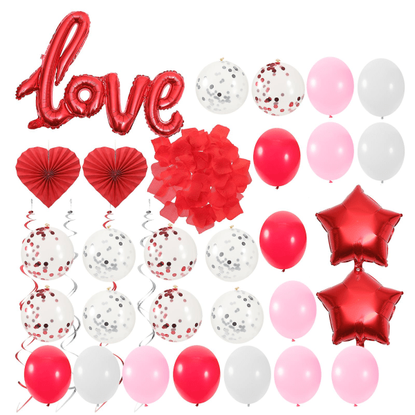 Sett Valentinsdag Kjærlighetsballonger Fest Scenerekvisitter Bryllupsfestdekorasjon (31X31X29CM, blandet farge)