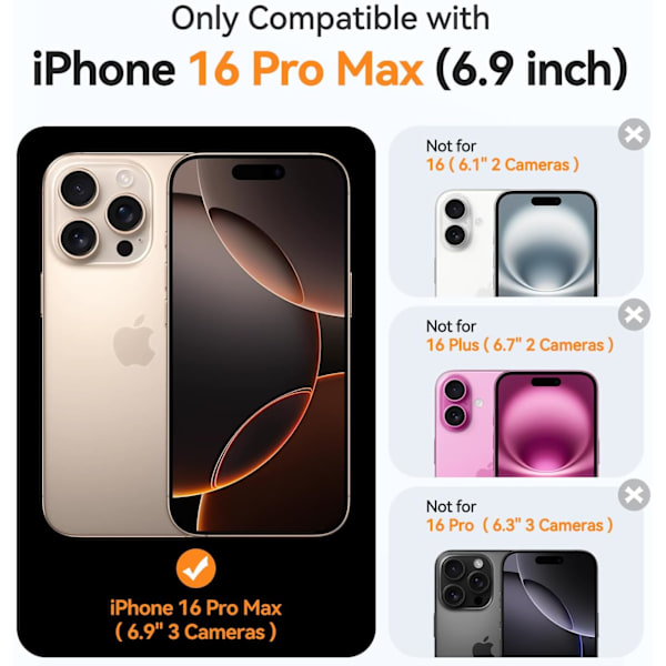 Magnetiskt Skal för iPhone 16 Pro Max med Fullständigt Kameraskydd [MagSafe-kompatibelt] [Transparent Matt] Skyddande Mobilskal, Hot Pink Cl Clear iPhone 16 Pro Max