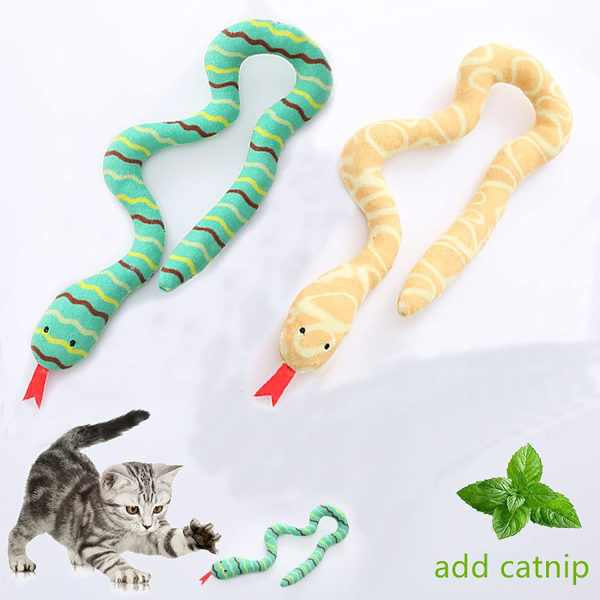 Kattmynta ormleksaker för inomhuskatter, ormleksaker 2-pack med kattmynta för kattungelek, interaktiv mjuk plyschleksak för kattjakt och tandrengöring
