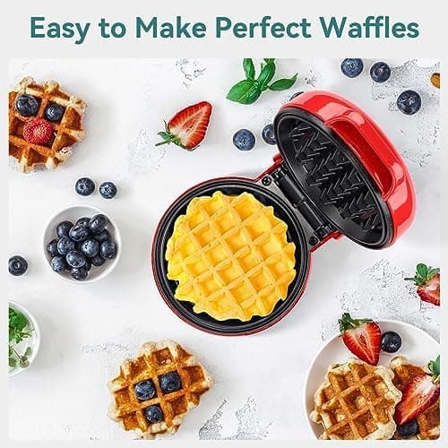 Mini Waffle Iron, Waffle Maker, Ready Indicator Light, Non-Stick Coating, Cool-Touch Handle, Compact Size Green