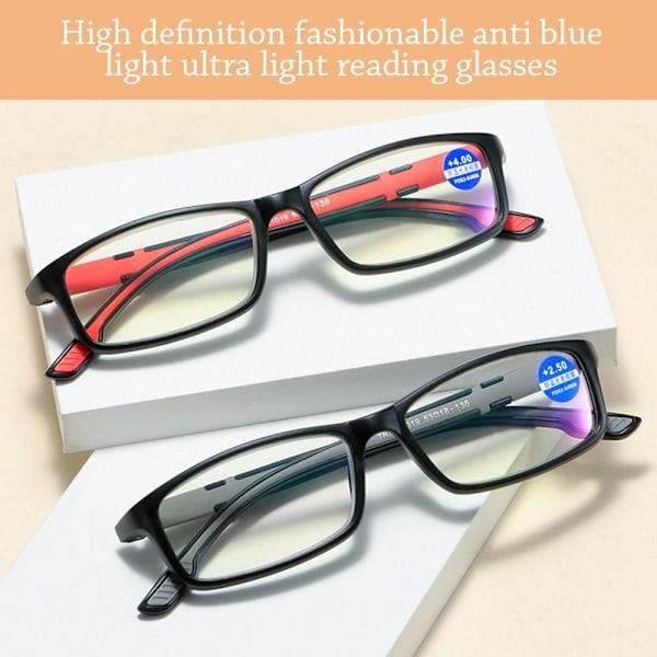Anti-Blått Lys Lesebriller Rektangulære Briller BLÅ STYRKE Blu Blue Strength 400