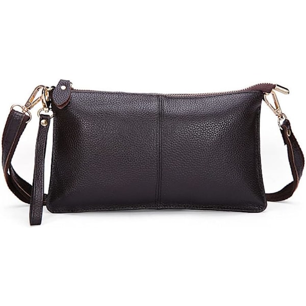 Äkta läder dam liten crossbody väska enkel plånbok och handväska axelväska