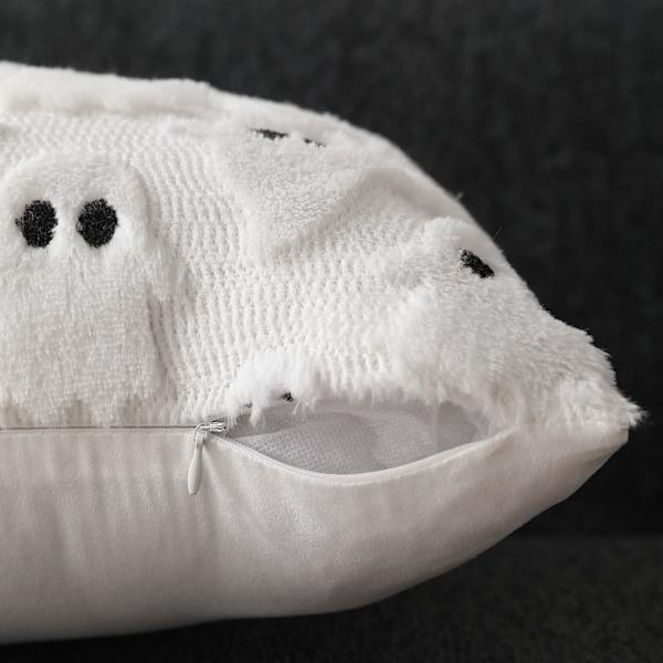 Halloween Kuddfodral 18x18 tum Set om 2 Vita Spöke Kuddfodral Mjuk Plysch Konstgjord Päls Ull Soffa Säng Vardagsrum Heminredning