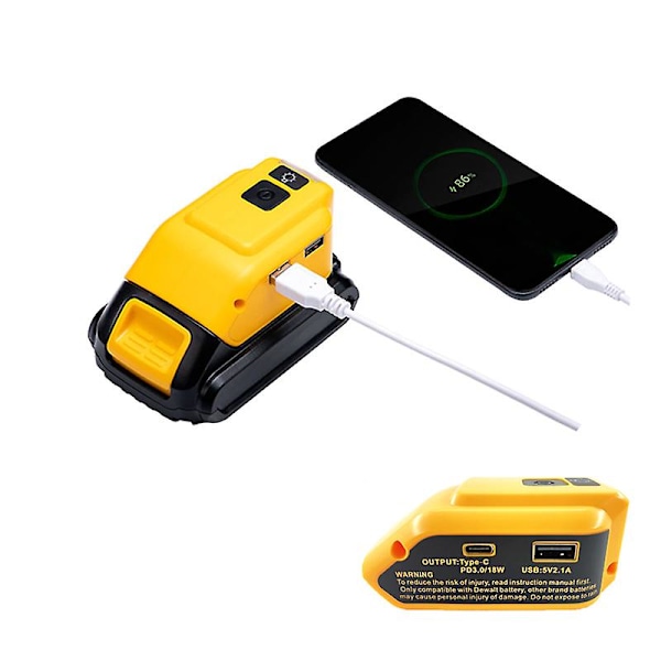 1/2 stk. Udskiftnings-Dcb090 Strøm til Dewalt 20v Max 18v Batteriadapter med USB og Type C LED Arbejdslys A902 2PCS