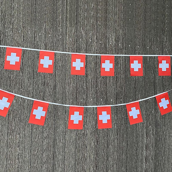 20 st/set Schweiz Vimpelflaggor Vimpelgirlang Schweizisk Flagga Vimplar Festival Festlig Högtid Kamouflage Camouflage 14 by 21cm 20pcs
