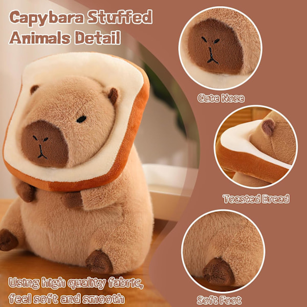 Söt Capybara Plyschkudde med Bröd Kawaii Mjuk Capybara Plyschdocka Kudde Capybara Gosedjur Leksaker för Barn Flickor Pojkar