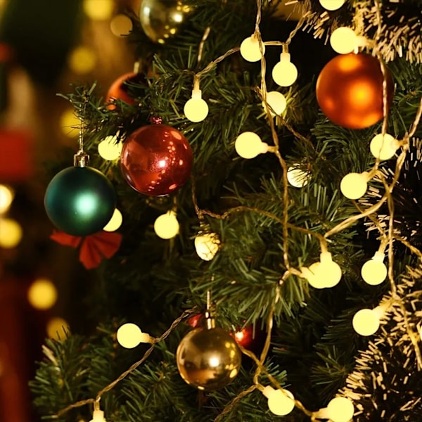 6M 40 LED Lysstreng Kugle Lysstreng Belysning Fest Have Dekoration Lampe Festbelysning Juledekoration (Varmt Hvidt)