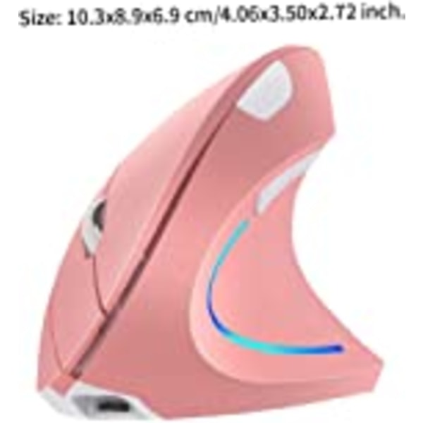 Vertikal mus H1 2.4G USB trådløs oppladbar 2400DPI spillmus med RGB lys rosa ultrarask rulling