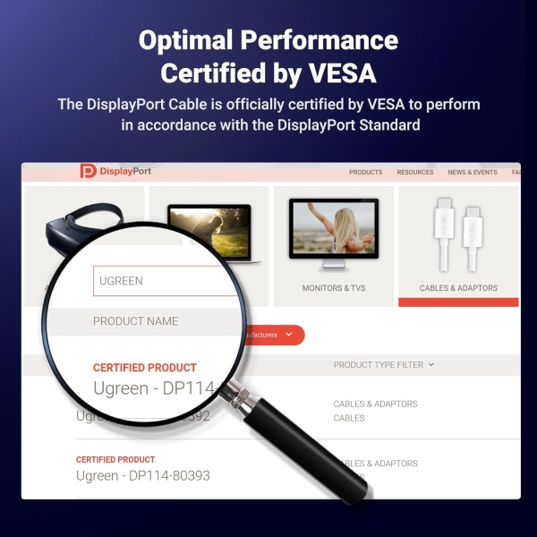 DP-kabel DisplayPort til DisplayPort 8K@60Hz 4K@120Hz DP-kabel.