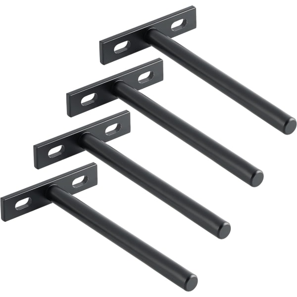 Flytende hyllebraketter Heavy Duty 125MM/5 tommer usynlige skjulte hyllebraketter for vegg, T-formede metallbraketter for skjult tre 4-pack