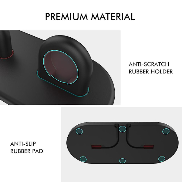 AHASTYLE PT116 Kaksoisasentoinen Latausteline Apple Watchille, Älykellon Laturin Pidike [HK] Tyyli C Apple Watch SE (2022) Style C Apple Watch SE (2022) Black