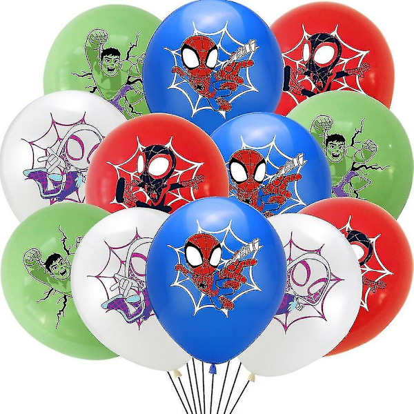 Spidey ja Hänen Fantastiset Ystävänsä 12 Tuuman Lateksi Ilmapallot Spiderman Syntymäpäiväjuhlat Lapsille Vauvakutsujuhlat Tarvikkeet As picture-MIX-12pcs2