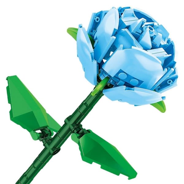 Unikt Mini Rose byggeklosssett Romantisk Valentine Morsdag Kjærlighetsgaver Kreative byggelekesett for hjemmeinnredning Blå