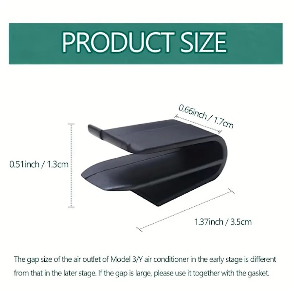4-pakke luftfriskeradapter for Tesla Model 3 / Y 2017-2023 luftventilklips friskereholder med avstandsstykker midtkonsollholder