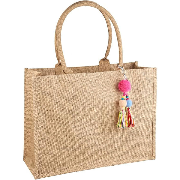 Jutepose, Shopper, Dame, Stor Jutepose, Strandtaske, Sammenfoldelig, Vandtæt, Indkøbsposer, Håndtaske til Picnic, Rejser, Shopping, Strand og Hverdag