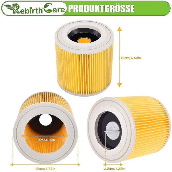 2-paks patronfilter for Wd3 Premium Wd2 Wd3 Wd3p Wd3 Mv2 Mv3 Filter Wd3 erstatningsfilter for Krcher støvsuger 6.414-552.0/6414552