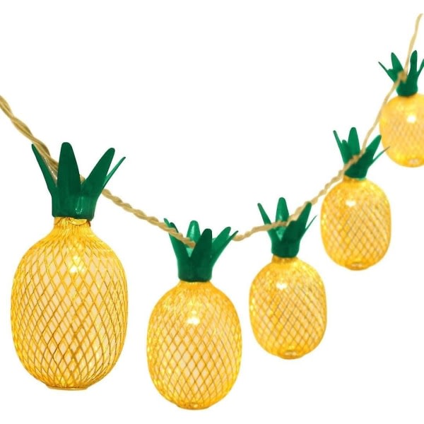 Ananaskeiju valonauha, 1,65 m koristelahjat, paristokäyttöinen trooppisiin teemajuhlakoristeisiin (10 LEDiä)