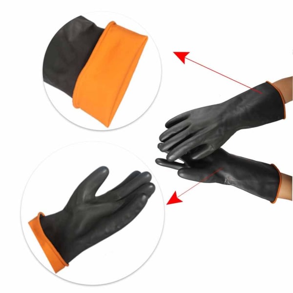 Heavy Duty Rubber Gloves, Rubber Gloves Chemical Resistant Gloves Industrial Protective Gloves Safety Work Gloves, Acid and Alkali Protection (35cm)