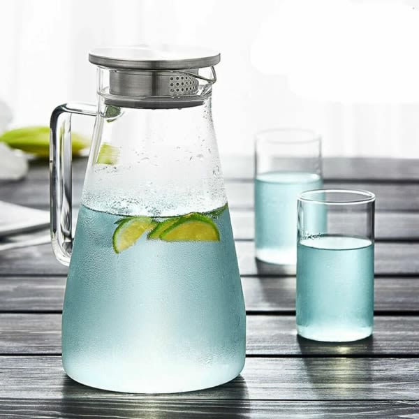 1,8 litran vesikannu vesikannu kannu lasi kannu lasikannu suodatinlasilla ruostumattomasta teräksestä valmistetun kylmän vedenkeittimen