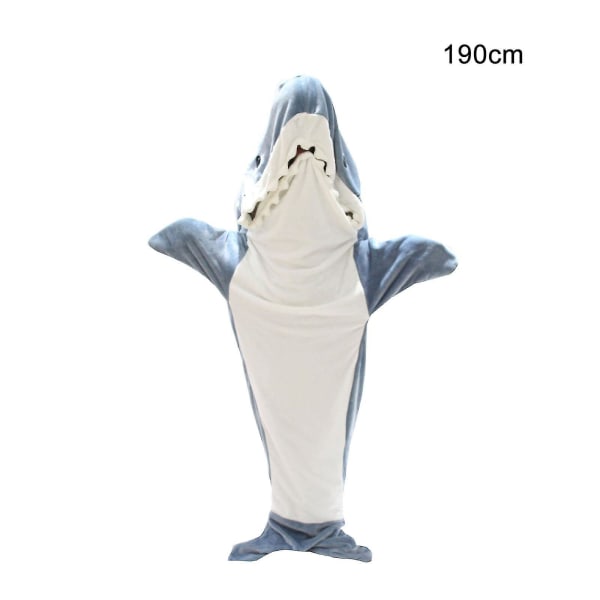 Shark Blanket Hættetrøje Voksen - Shark Onesie Bærbart Voksen Tæppe - Shark Blanket Super Soft Hyggelig Flanell hættetrøje Shark Sovepose 190 cm