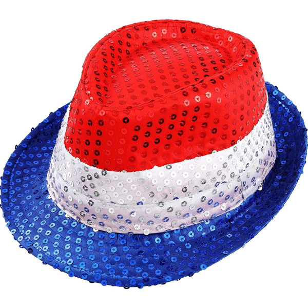 Isänmaallinen paljettihattu 4. heinäkuuta hattu miehille naisten muistopäiväjuhlatarvikkeet amerikkalainen jazzhattu