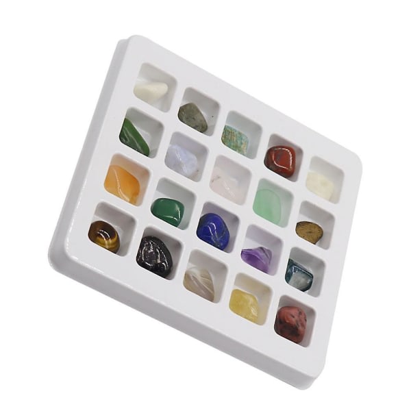 Naturlig krystalsten samling af mineralprøver til undervisningslegetøj til børn (13x12 cm, farverigt)