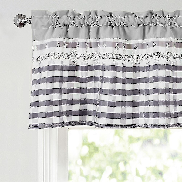 Kök Gardiner Dekoration Fönstergardin Lyxig Café Valance Topper Draperier db Ljusgrå Light Grey 74cmx90cm