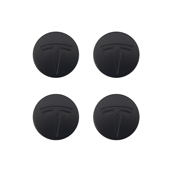 Passer til Tesla Model 3 Hjulnavslogo - Sort Sort Label (Mat) (Firepak)